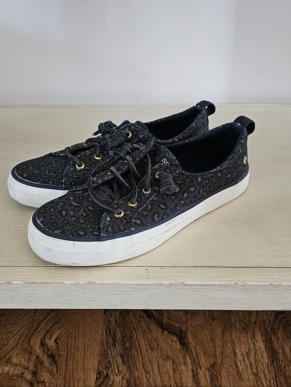 Navy Leopard Print Sperry Sneakers